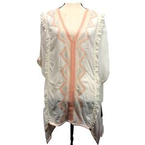 Forever 21 Women's Beach Cover Up Top Boho Bohemian Embroidered Tunic Medium New